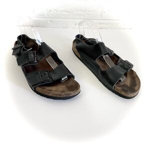 Birkenstock Milano Leather Soft Footbed Black Size 42